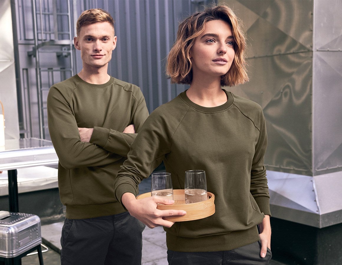 Main action image e.s. Sweatshirt cotton stretch, ladies' mudgreen