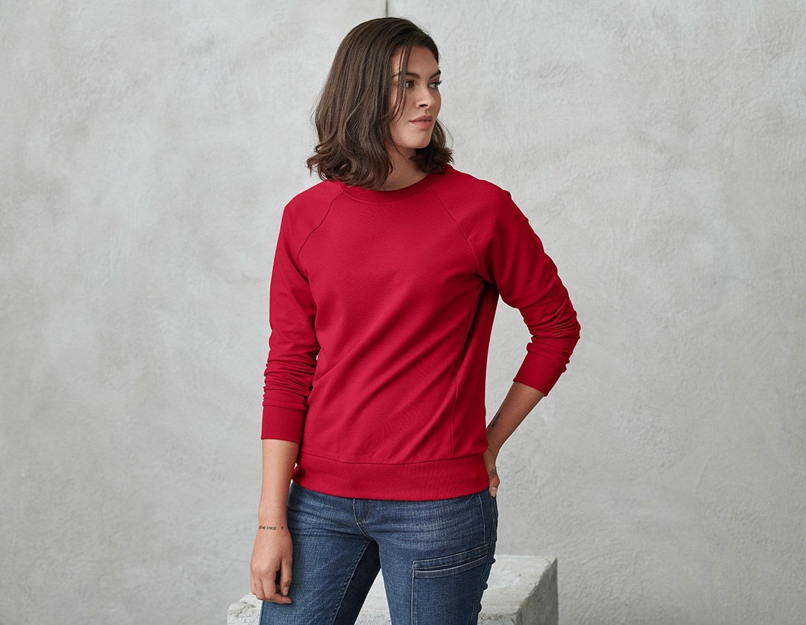 Additional image 1 e.s. Sweatshirt cotton stretch, ladies' fiery red