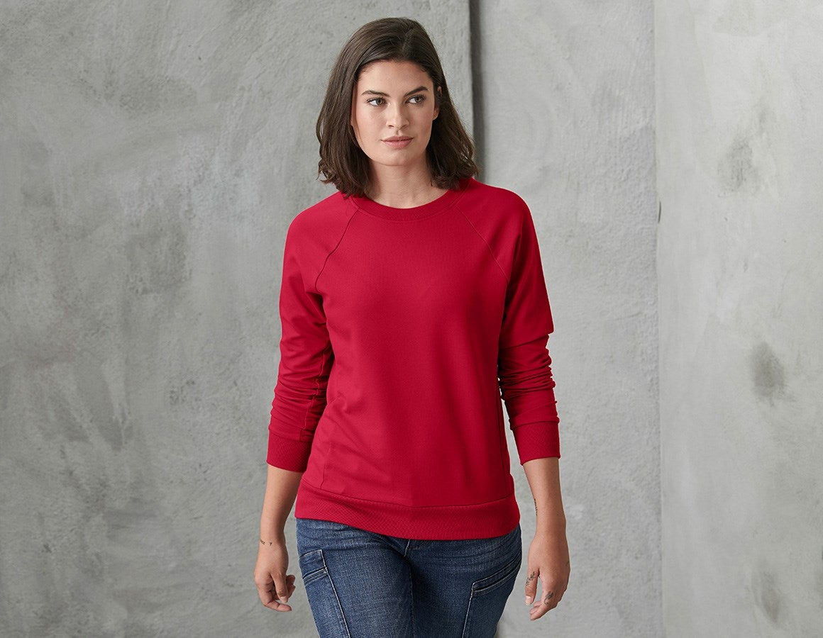 Main action image e.s. Sweatshirt cotton stretch, ladies' fiery red