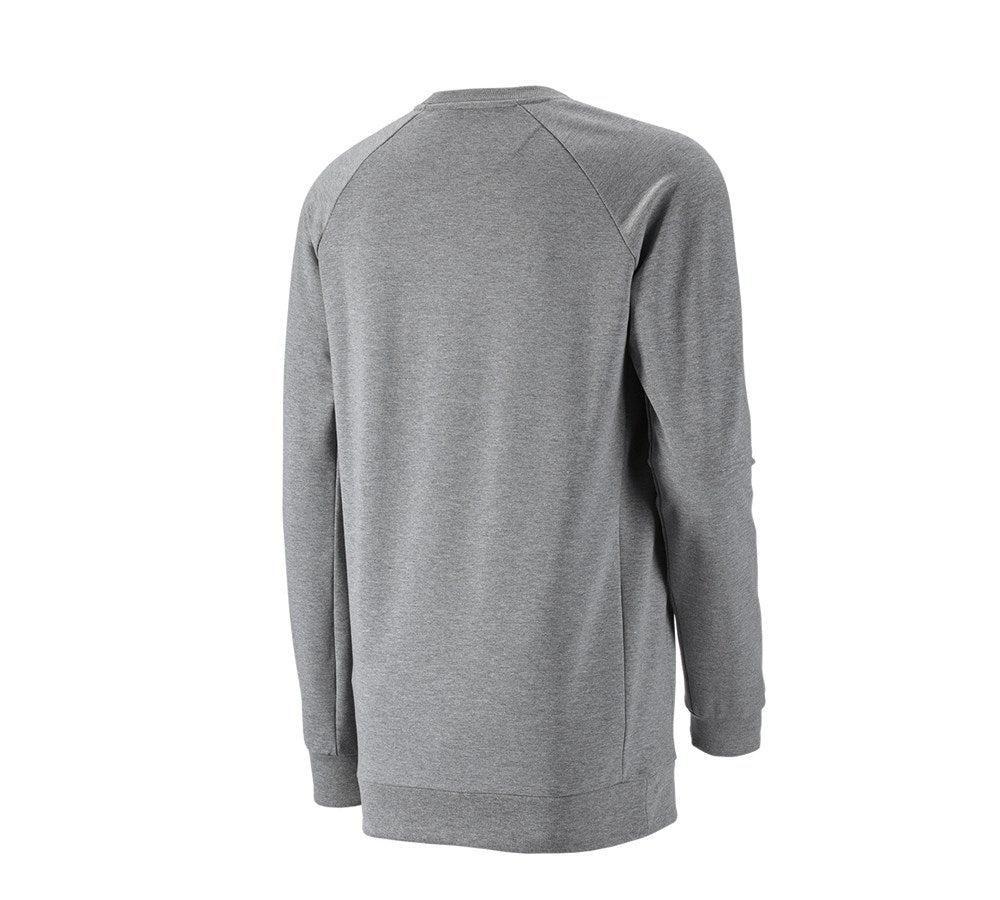 Secondary image e.s. Sweatshirt cotton stretch, long fit grey melange