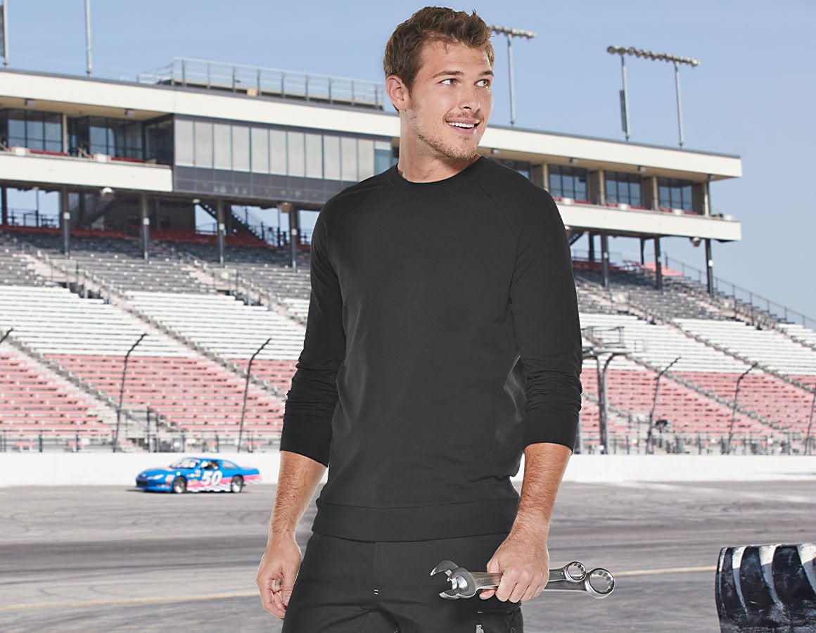 Main action image e.s. Sweatshirt cotton stretch, long fit black