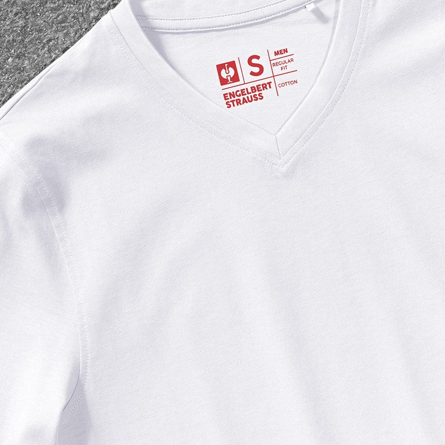 Detailed image e.s. T-shirt cotton V-Neck white
