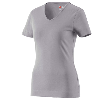 Primary image e.s. T-shirt cotton V-Neck, ladies' platinum