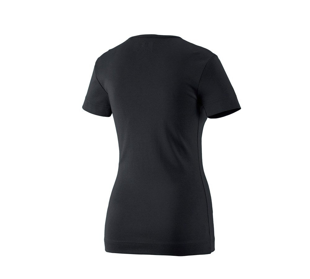 Secondary image e.s. T-shirt cotton V-Neck, ladies' black