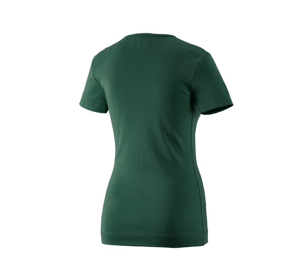 Secondary image e.s. T-shirt cotton V-Neck, ladies' green