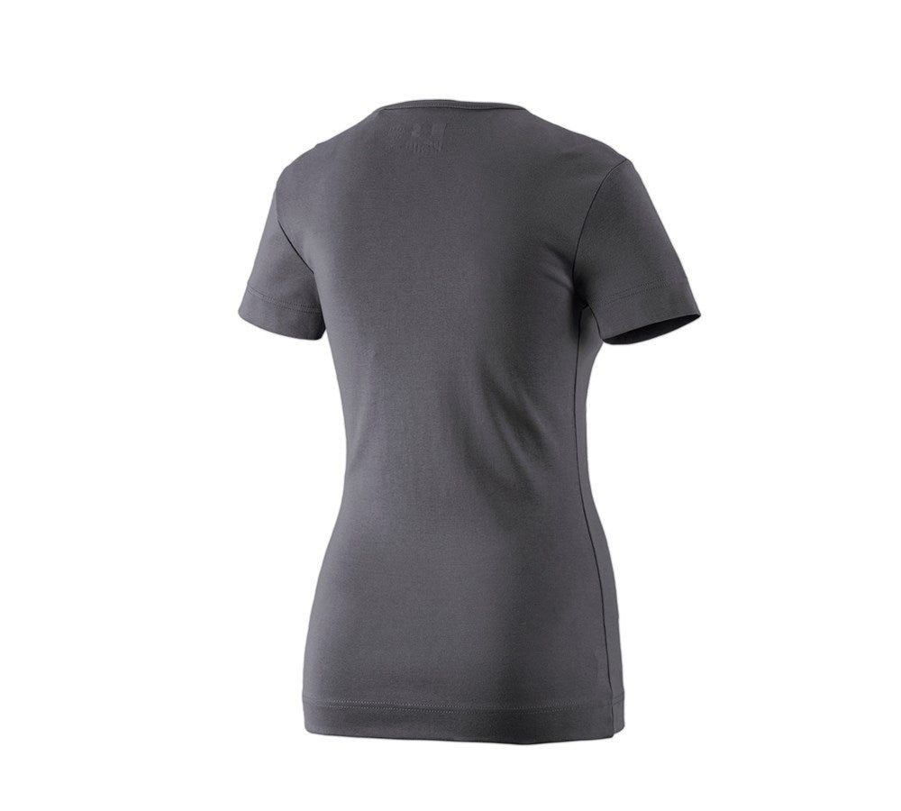 Secondary image e.s. T-shirt cotton V-Neck, ladies' anthracite