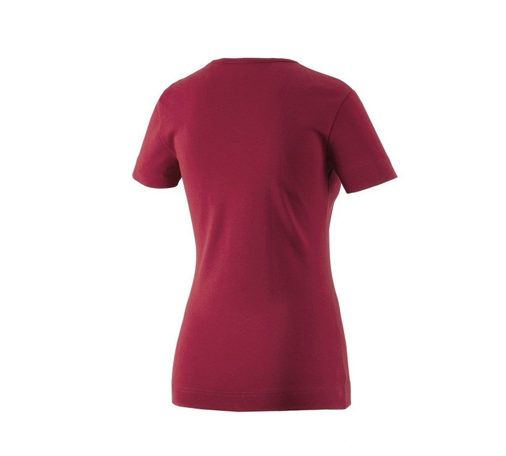 Secondary image e.s. T-shirt cotton V-Neck, ladies' bordeaux