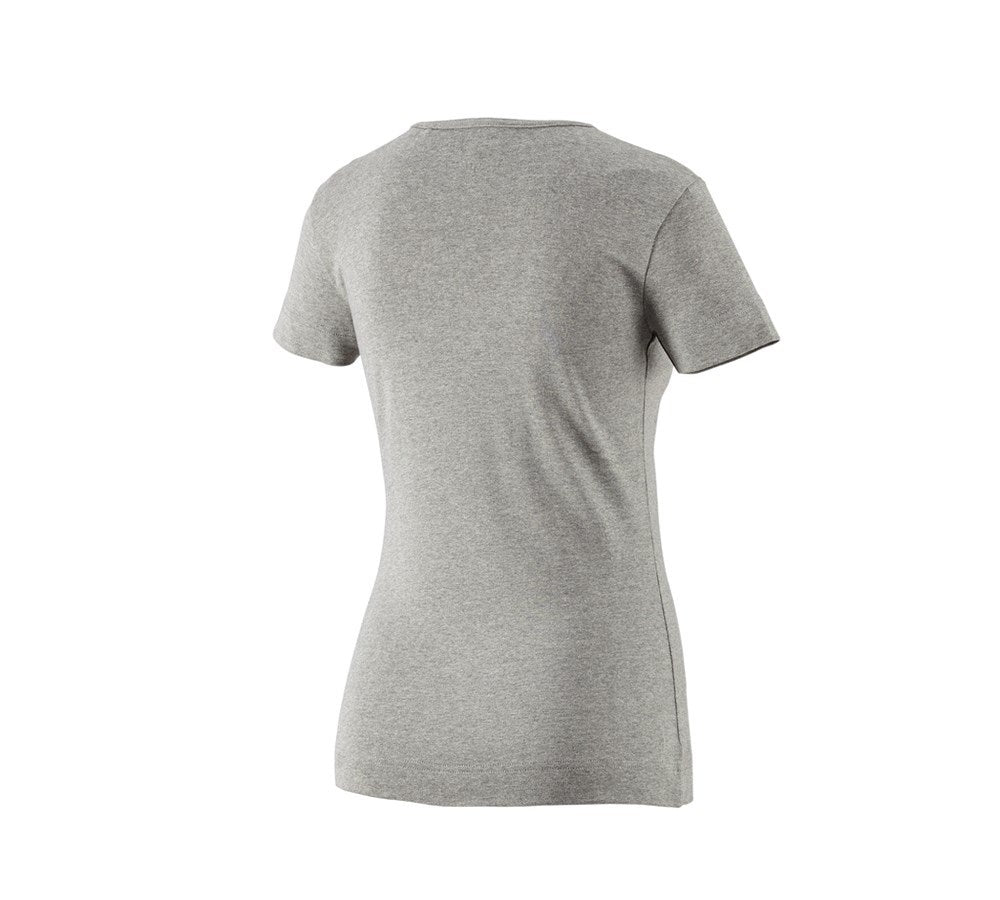 Secondary image e.s. T-shirt cotton V-Neck, ladies' grey melange