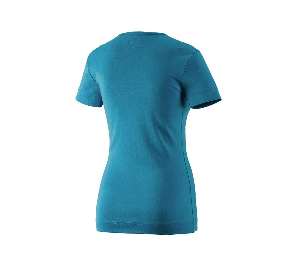 Secondary image e.s. T-shirt cotton V-Neck, ladies' petrol