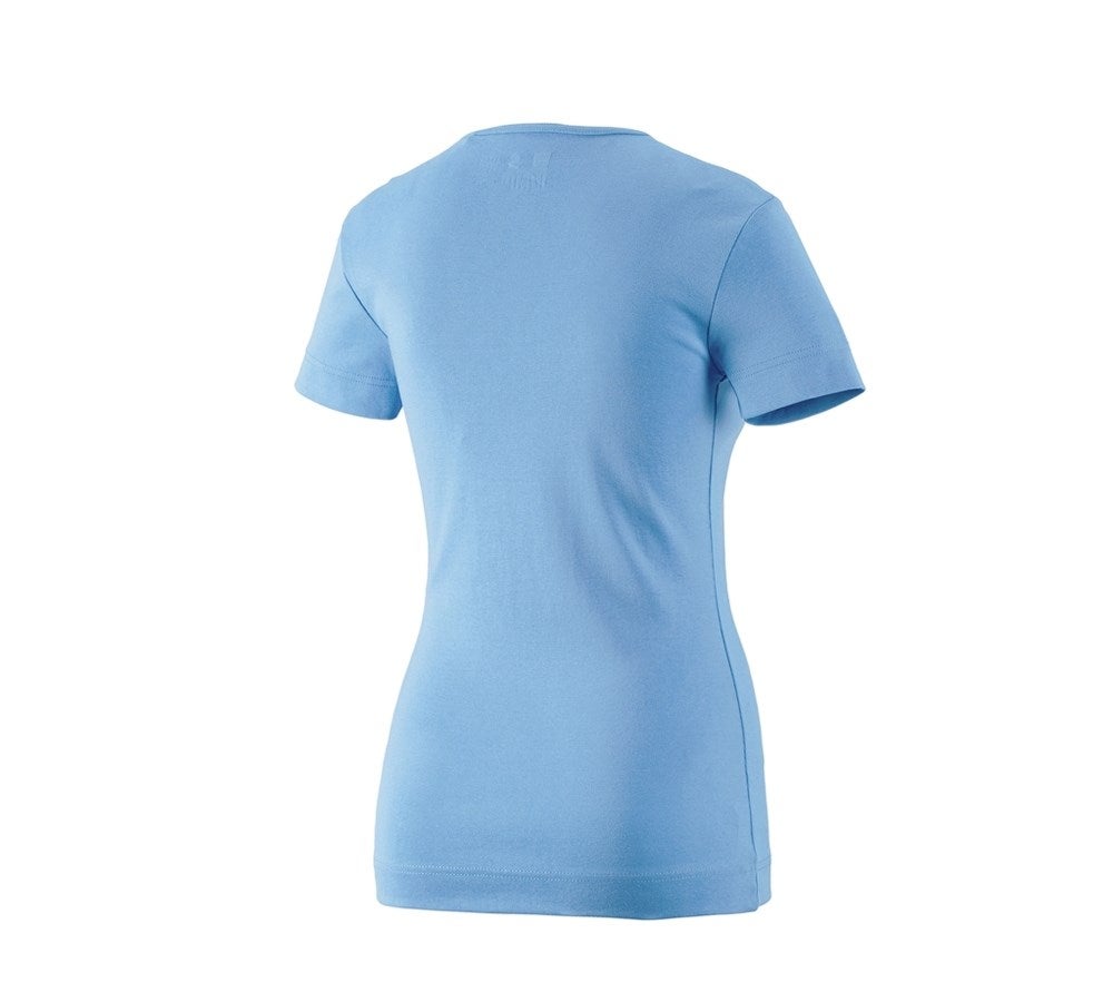 Secondary image e.s. T-shirt cotton V-Neck, ladies' azure