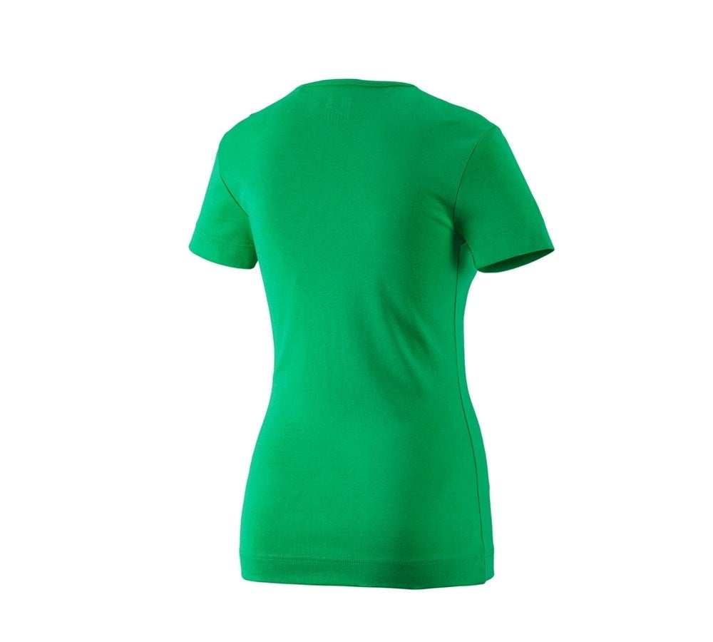 Secondary image e.s. T-shirt cotton V-Neck, ladies' grassgreen