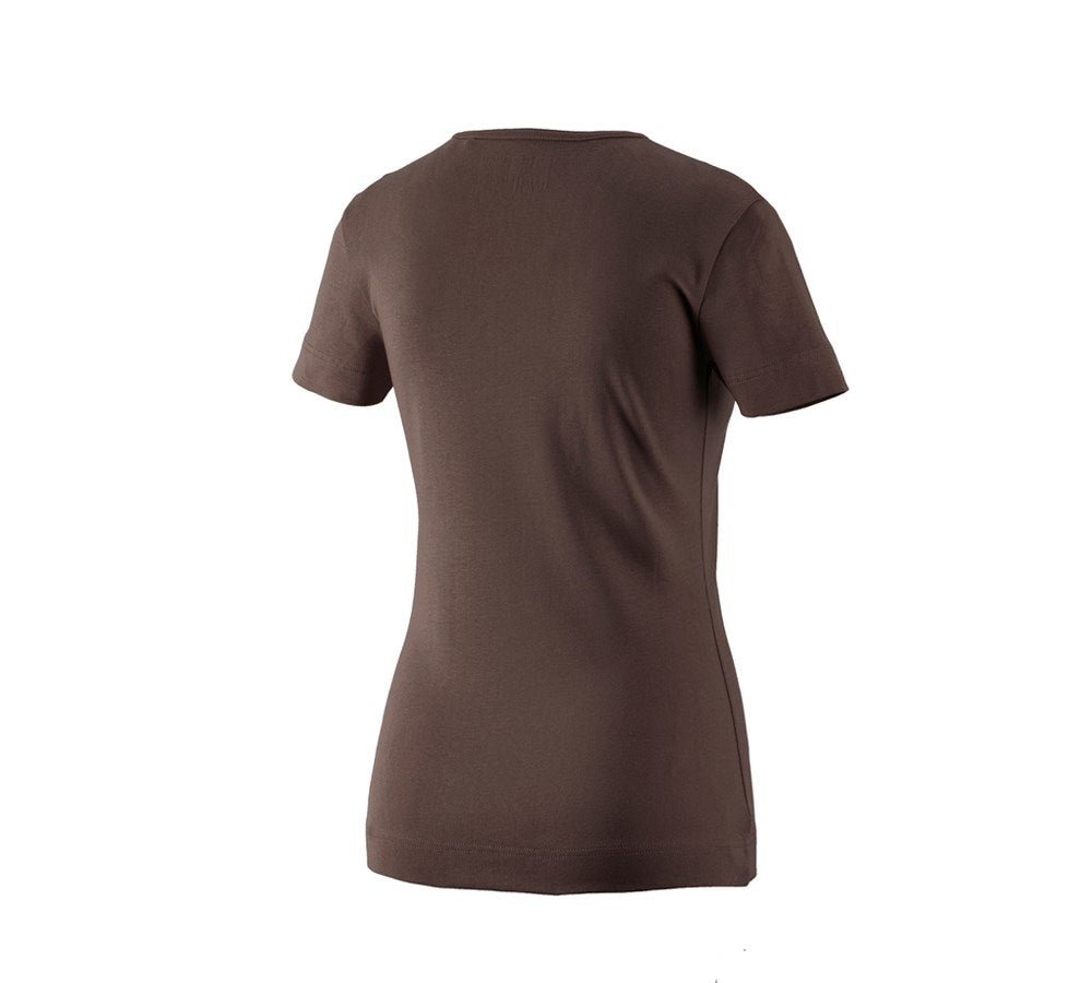 Secondary image e.s. T-shirt cotton V-Neck, ladies' chestnut