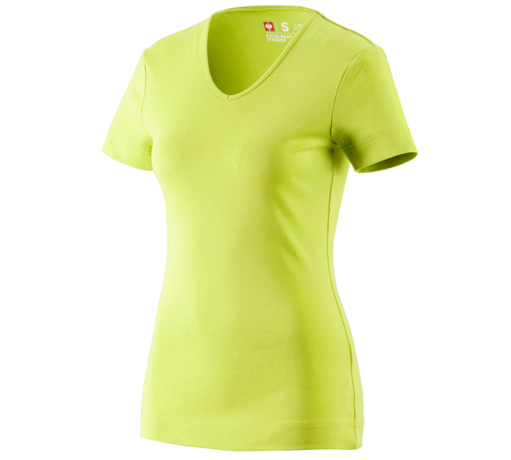 Primary image e.s. T-shirt cotton V-Neck, ladies' maygreen