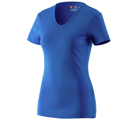 Primary image e.s. T-shirt cotton V-Neck, ladies' gentianblue