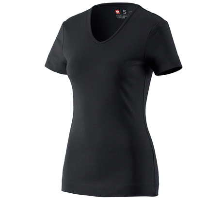 Primary image e.s. T-shirt cotton V-Neck, ladies' black