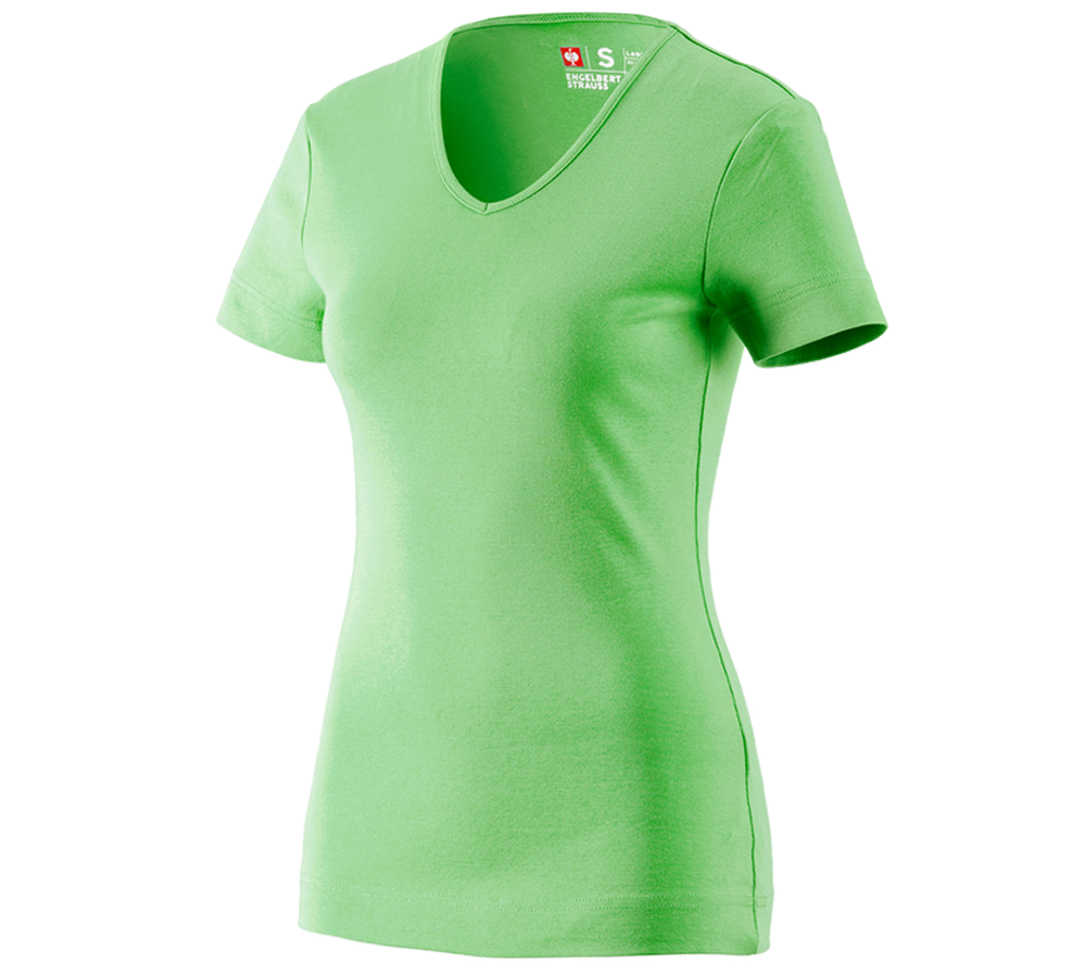 Primary image e.s. T-shirt cotton V-Neck, ladies' apple green