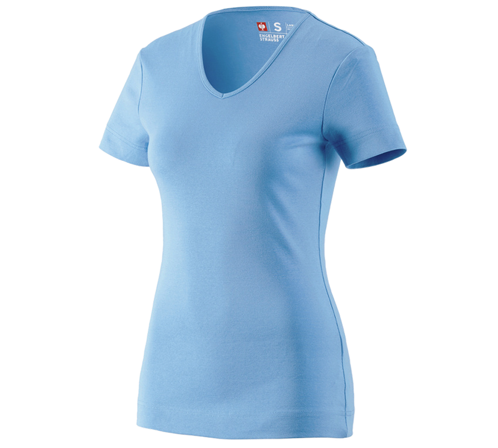 Primary image e.s. T-shirt cotton V-Neck, ladies' azure