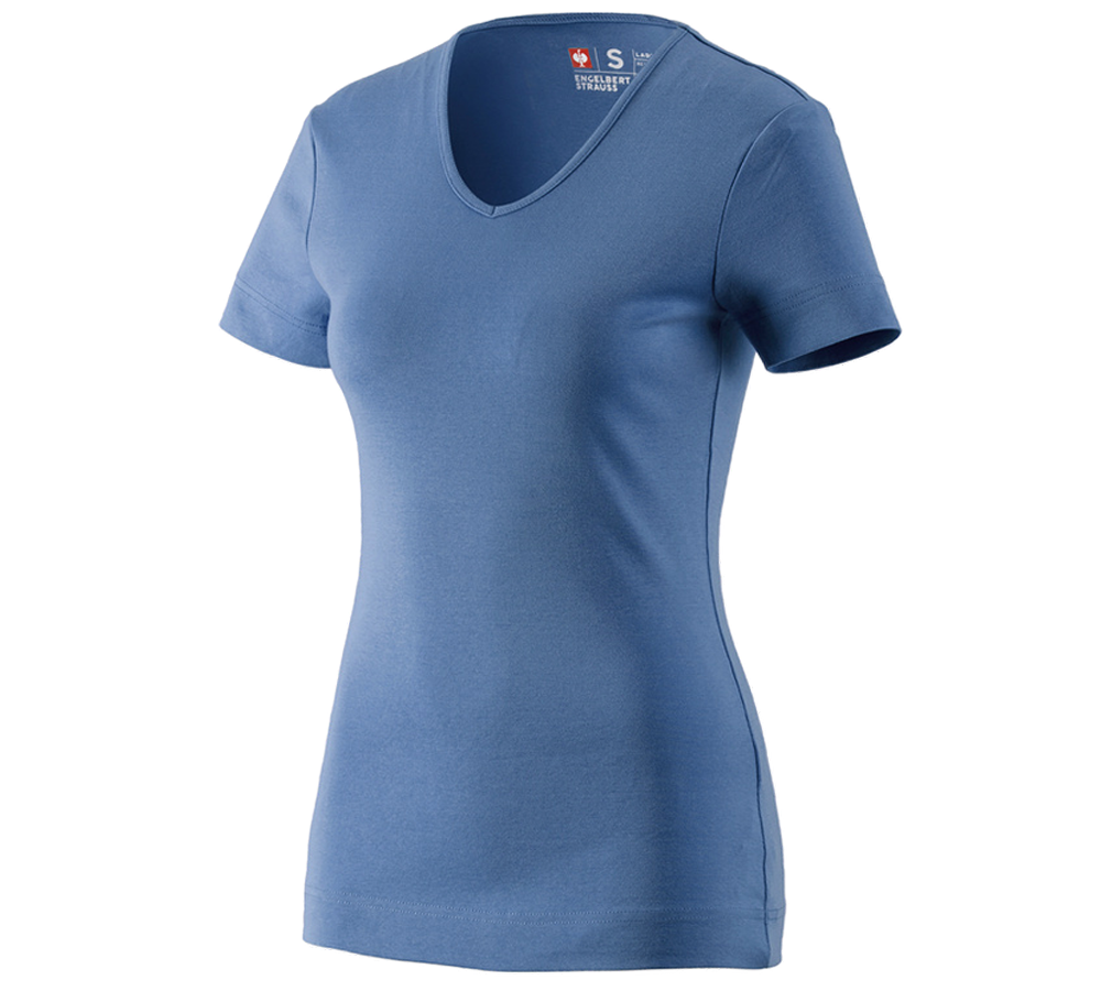 Primary image e.s. T-shirt cotton V-Neck, ladies' cobalt