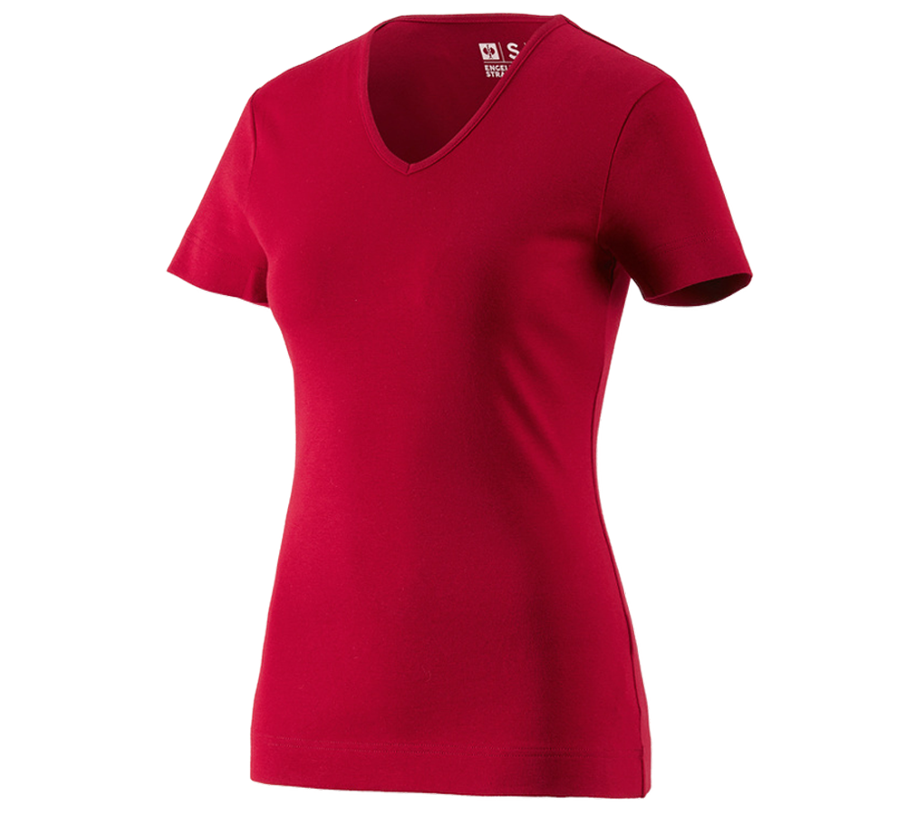 Primary image e.s. T-shirt cotton V-Neck, ladies' red