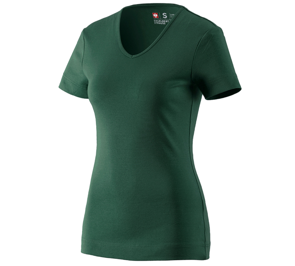 Primary image e.s. T-shirt cotton V-Neck, ladies' green