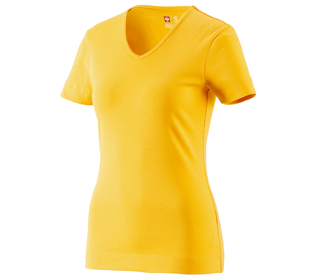 Primary image e.s. T-shirt cotton V-Neck, ladies' yellow