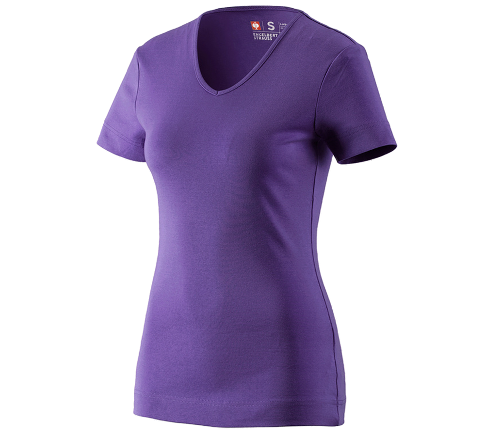 Primary image e.s. T-shirt cotton V-Neck, ladies' purple