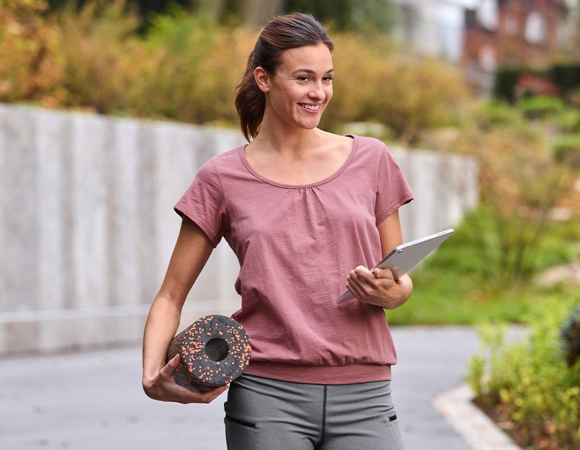 Main action image e.s. T-shirt cotton slub, ladies' antiquepink