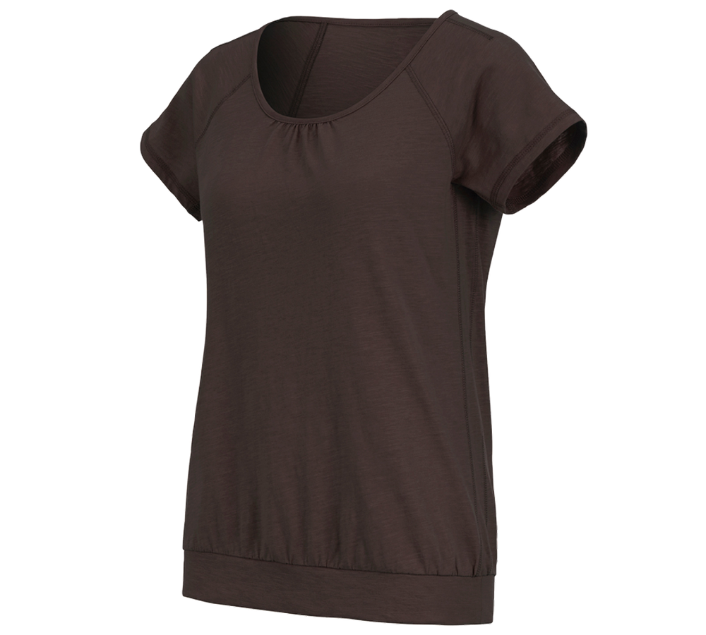 Primary image e.s. T-shirt cotton slub, ladies' chestnut