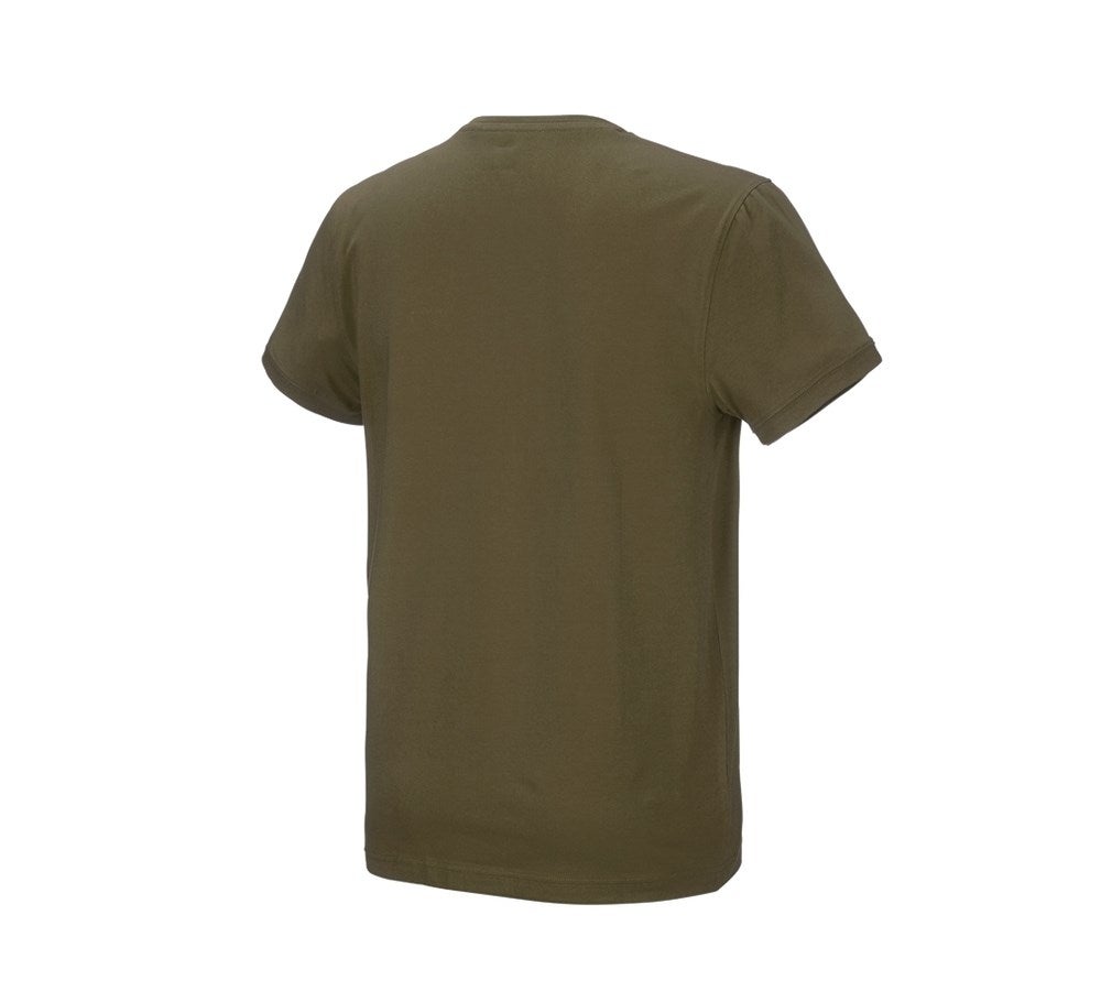 Secondary image e.s. T-shirt cotton stretch mudgreen