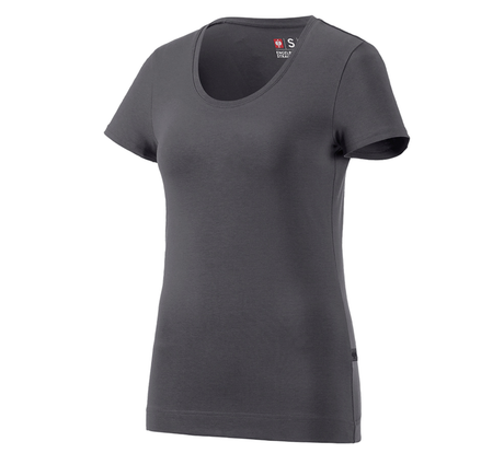 Primary image e.s. T-shirt cotton stretch, ladies' anthracite