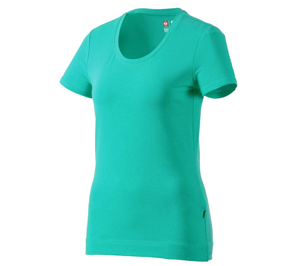 Primary image e.s. T-shirt cotton stretch, ladies' lagoon