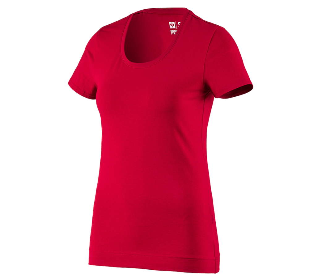 Primary image e.s. T-shirt cotton stretch, ladies' fiery red
