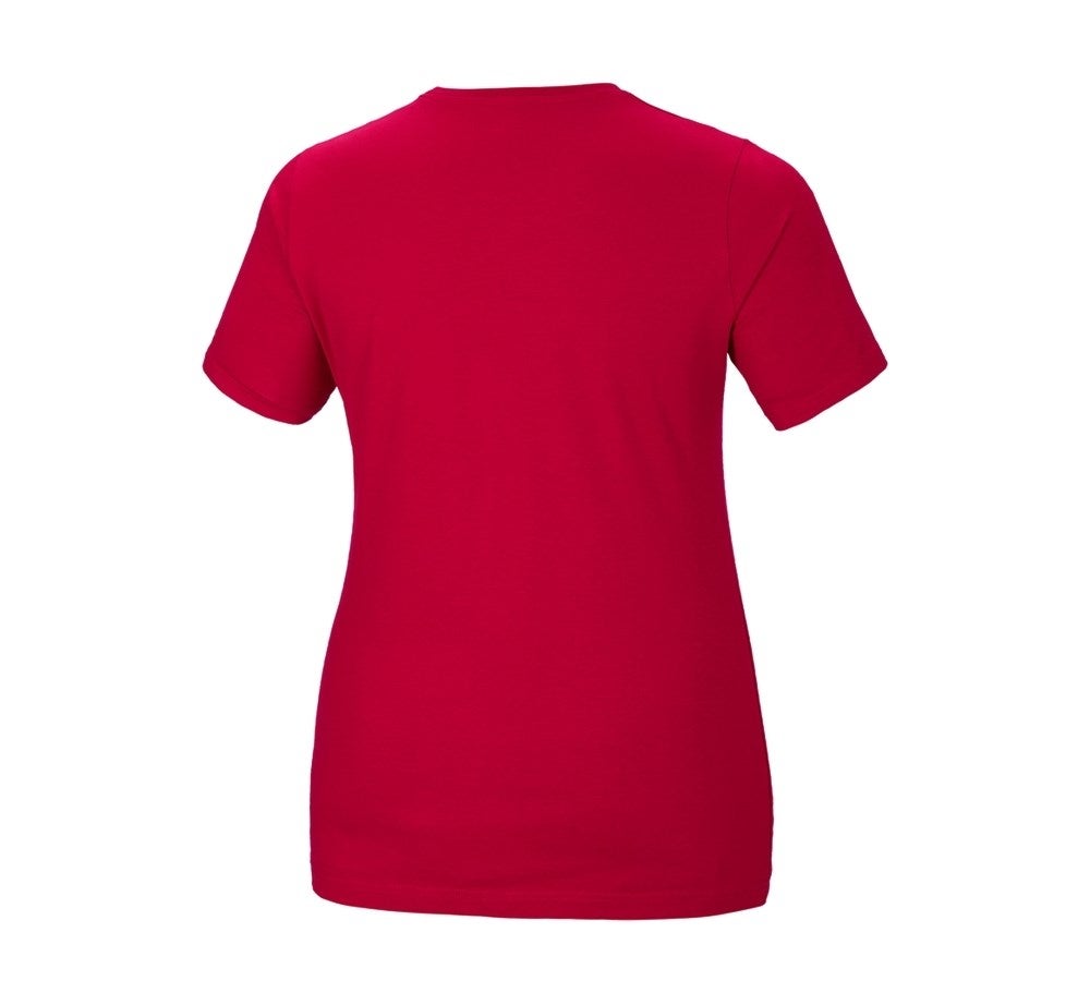Secondary image e.s. T-shirt cotton stretch, ladies', plus fit fiery red