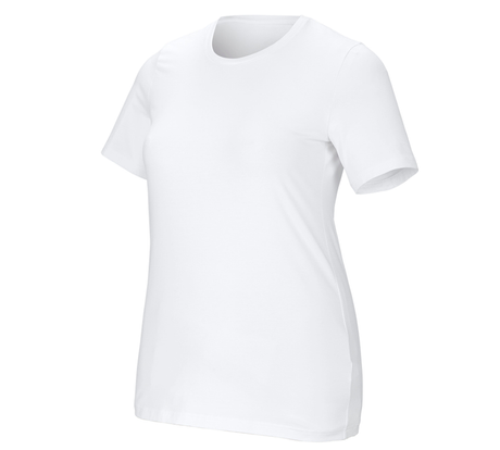 Primary image e.s. T-shirt cotton stretch, ladies', plus fit white