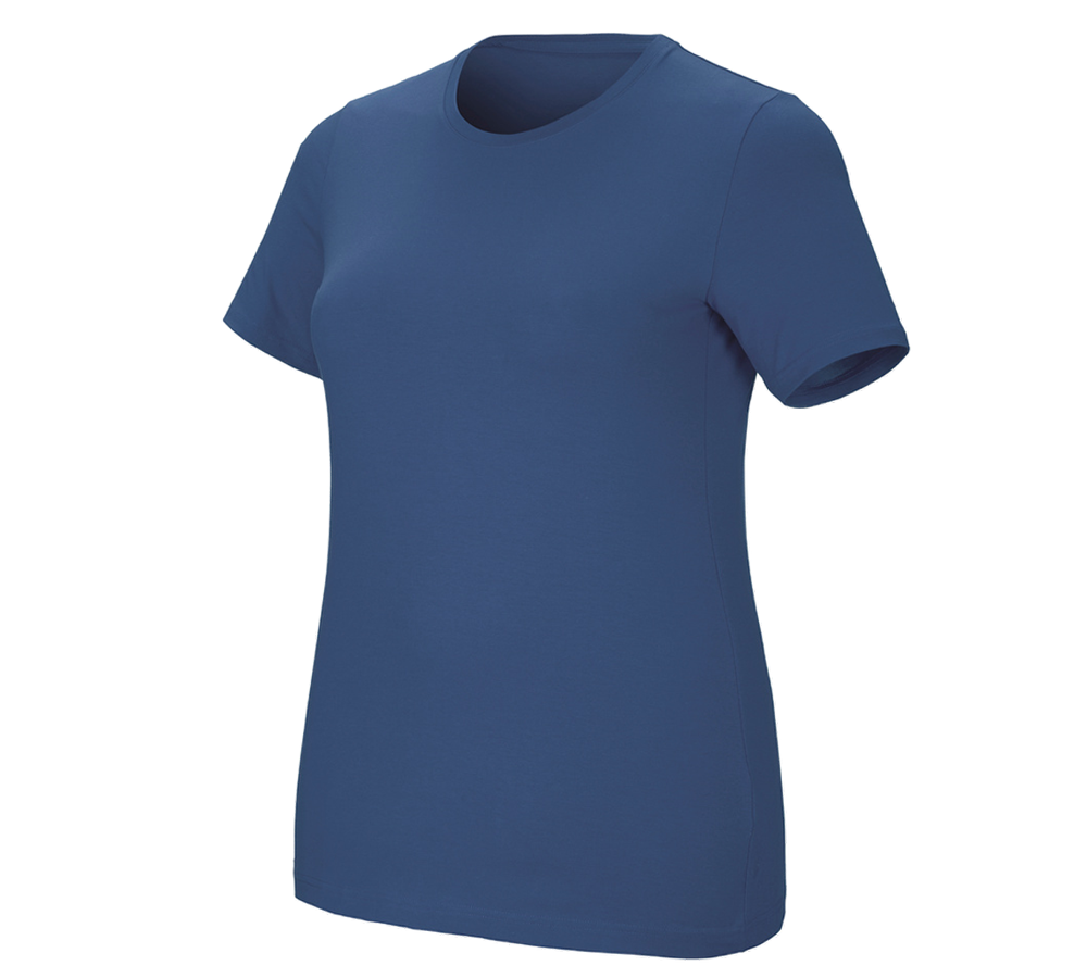 Primary image e.s. T-shirt cotton stretch, ladies', plus fit cobalt