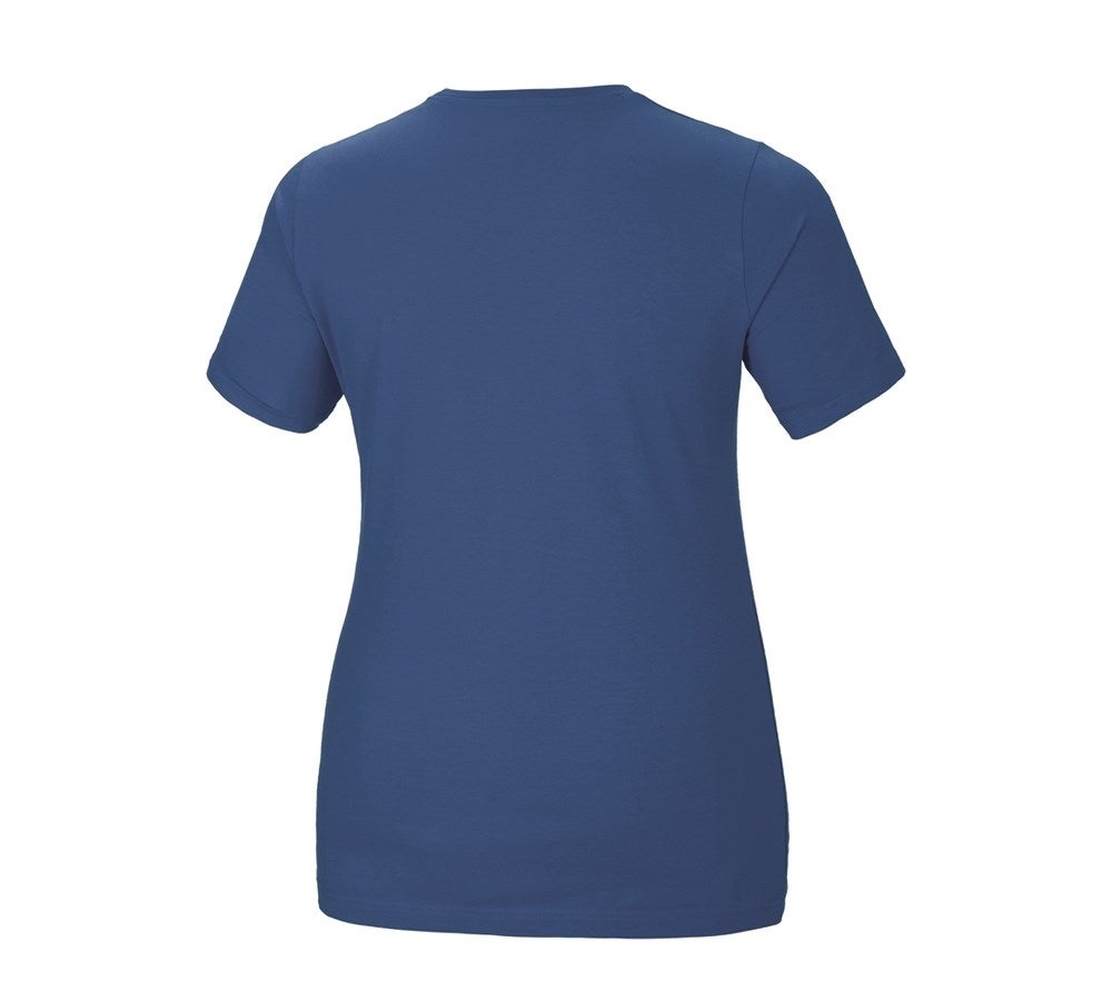 Secondary image e.s. T-shirt cotton stretch, ladies', plus fit cobalt