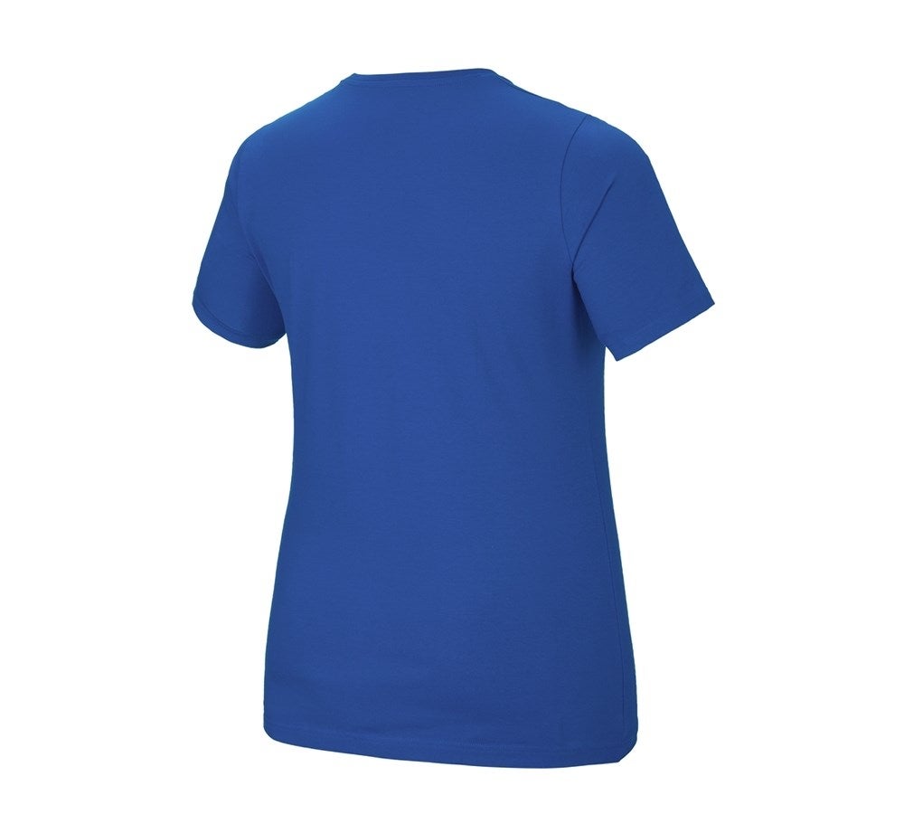 Secondary image e.s. T-shirt cotton stretch, ladies', plus fit gentianblue