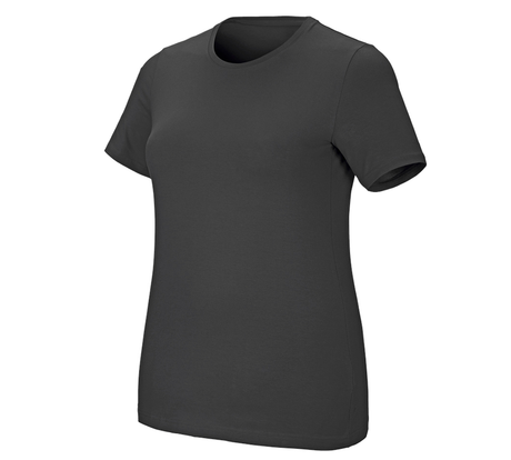 Primary image e.s. T-shirt cotton stretch, ladies', plus fit anthracite