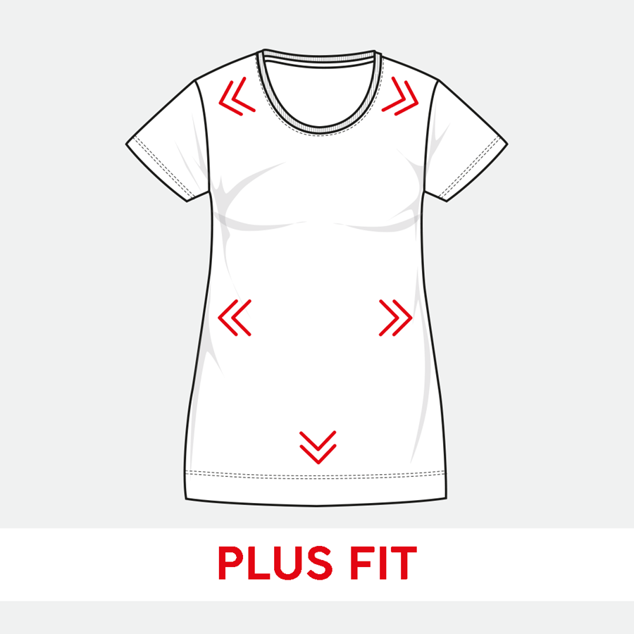 Detailed image e.s. T-shirt cotton stretch, ladies', plus fit black