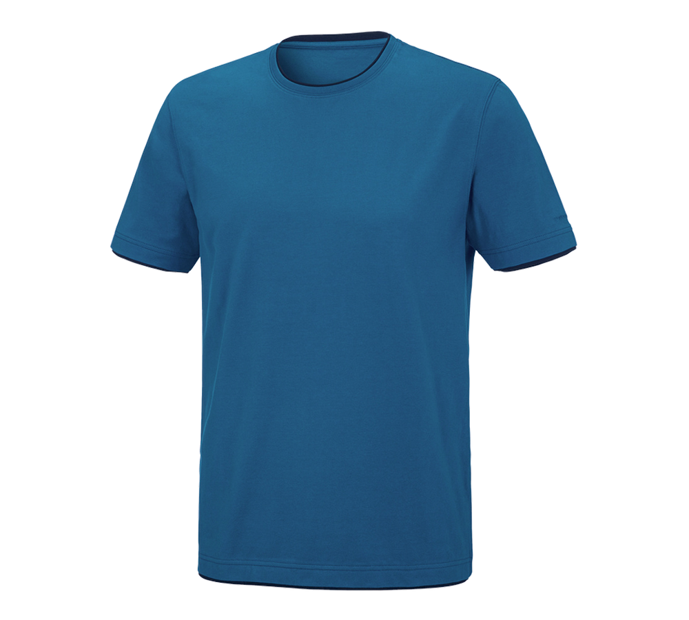 Primary image e.s. T-shirt cotton stretch Layer atoll/navy