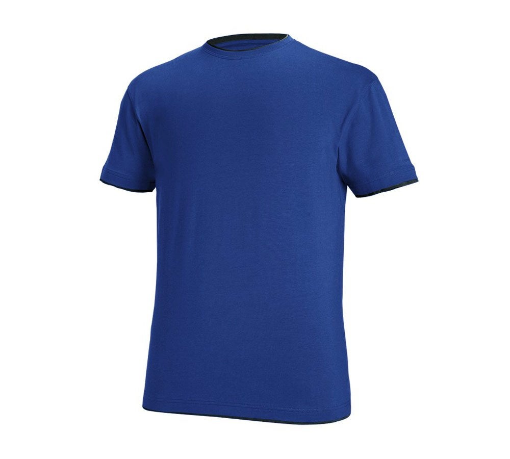 Primary image e.s. T-shirt cotton stretch Layer royal/black