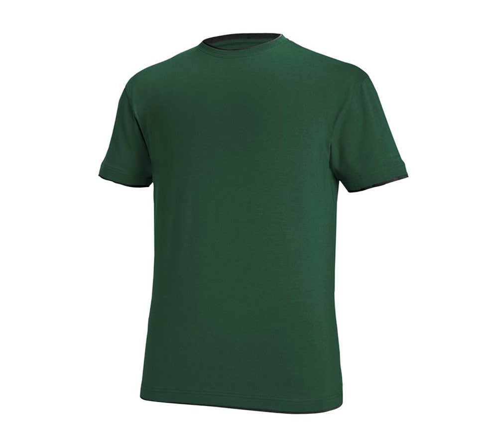 Primary image e.s. T-shirt cotton stretch Layer green/black