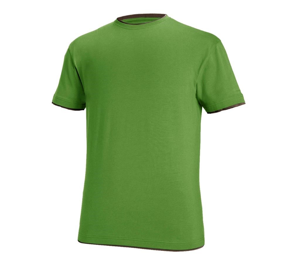 Primary image e.s. T-shirt cotton stretch Layer seagreen/chestnut