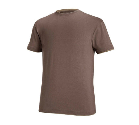 Primary image e.s. T-shirt cotton stretch Layer chestnut/hazelnut