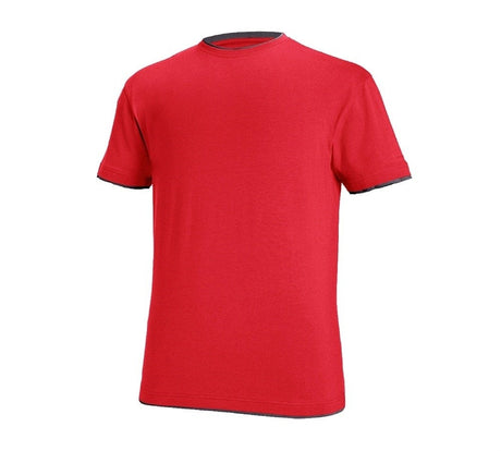Primary image e.s. T-shirt cotton stretch Layer fiery red/black