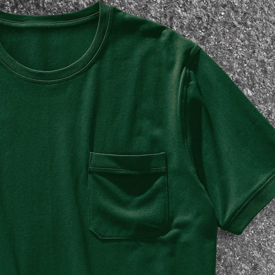 Detailed image e.s. T-shirt cotton stretch Pocket green