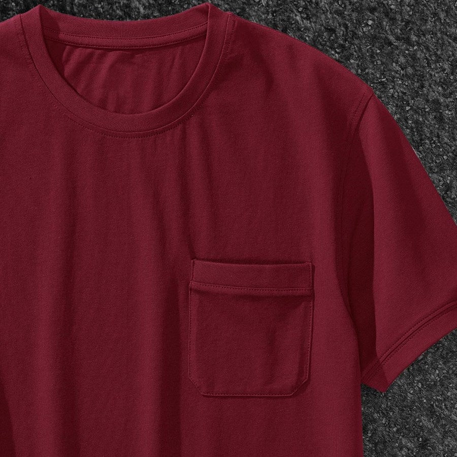 Detailed image e.s. T-shirt cotton stretch Pocket bordeaux