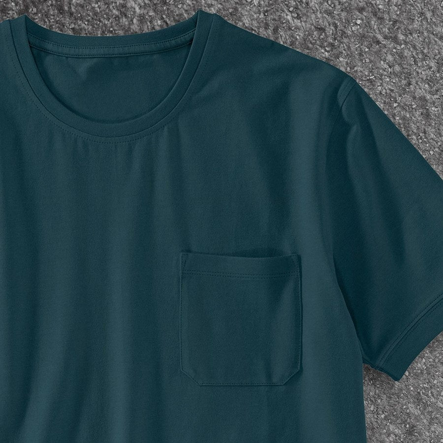 Detailed image e.s. T-shirt cotton stretch Pocket seablue