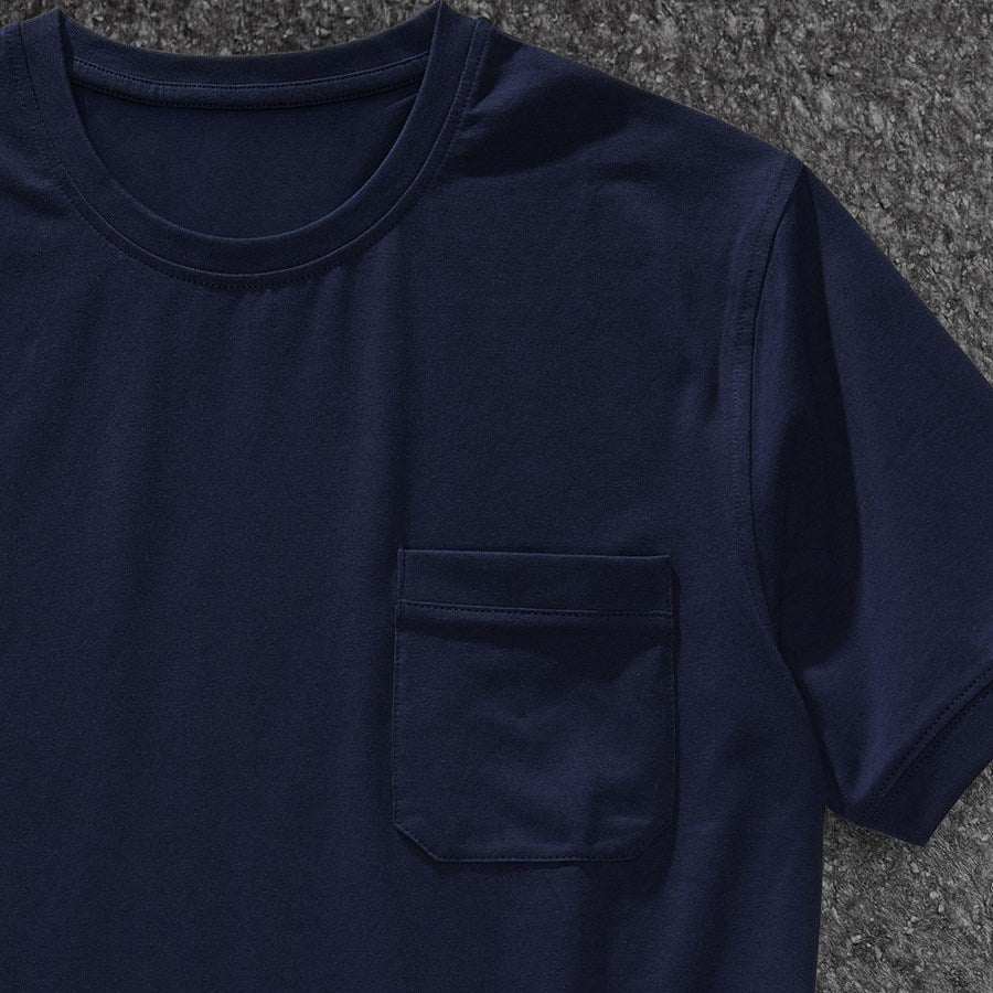 Detailed image e.s. T-shirt cotton stretch Pocket navy