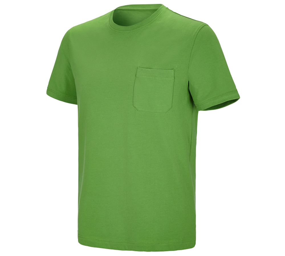 Primary image e.s. T-shirt cotton stretch Pocket seagreen